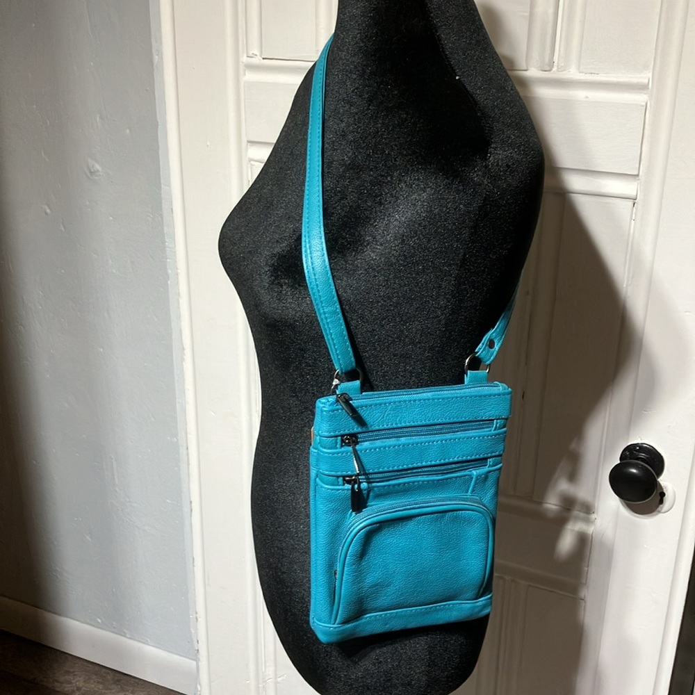 Maze Genuine Leather Crossbody On The Go Bag Blue NWT
